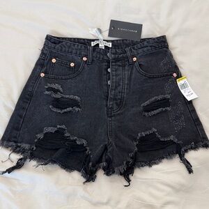 Signature8 Black Distressed Jean Shorts